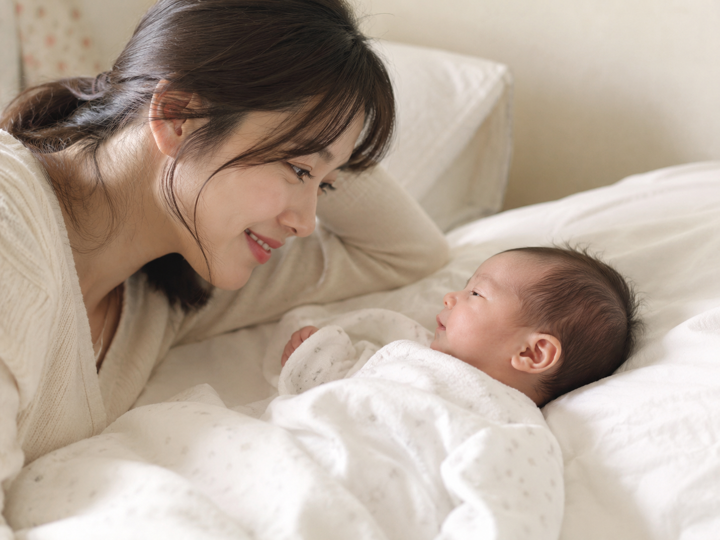 아기를 바라보는 엄마 — 뉴질랜드 생명 보험